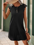 Lace Detail Cap Sleeve Mini Dress - Trendsi