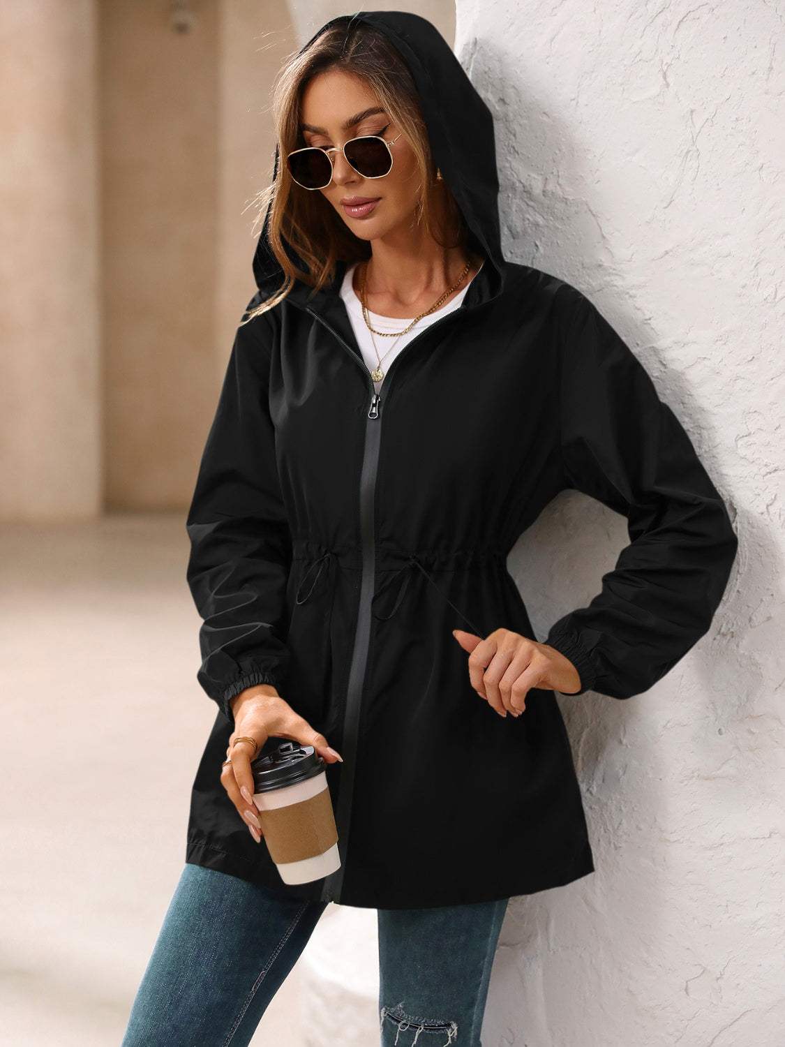 Ivy Lane Outdoor Waterproof Long Sleeve Hooded Windbreaker - Trendsi - Flyclothing LLC