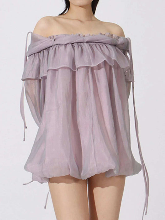Ruffled Off-Shoulder Flounce Sleeve Blouse - Trendsi - Flyclothing LLC