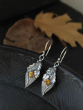 Alloy Rhinestone Leaf Shape Earrings - Trendsi