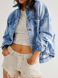 Pocketed Button Up Denim Jacket - Trendsi - Flyclothing LLC