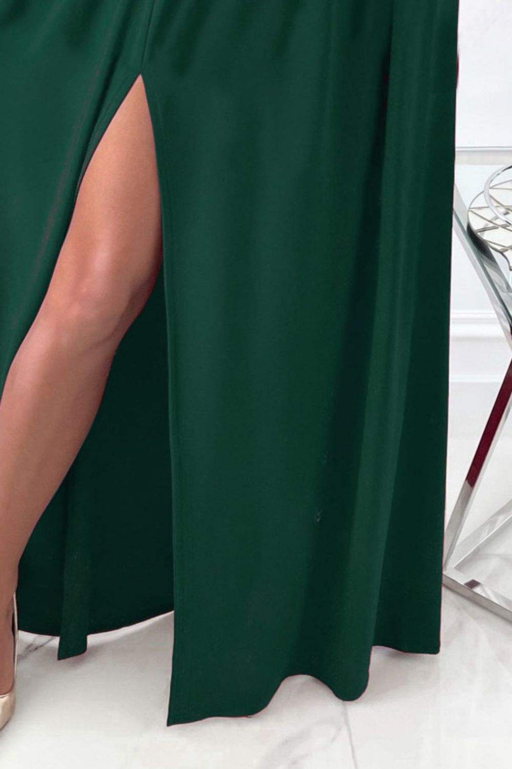 Slit Surplice Long Sleeve Maxi Dress - Trendsi - Flyclothing LLC
