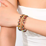 18K Gold-Plated Three Layered Open Bracelet - Trendsi - Flyclothing LLC