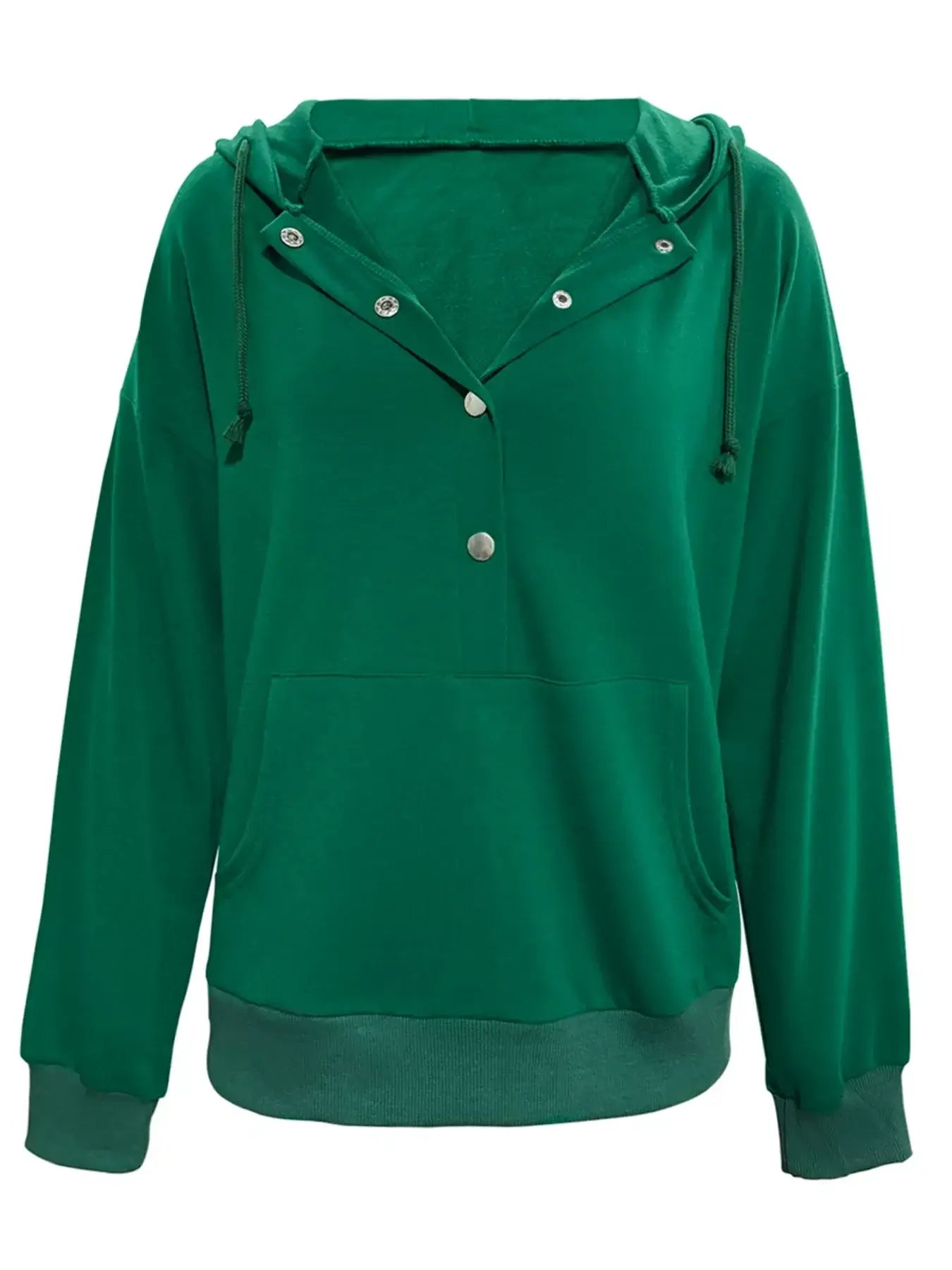 Full Size Snap-Down Hoodie with Kangaroo Pocket Plus Size - Trendsi - Flyclothing LLC