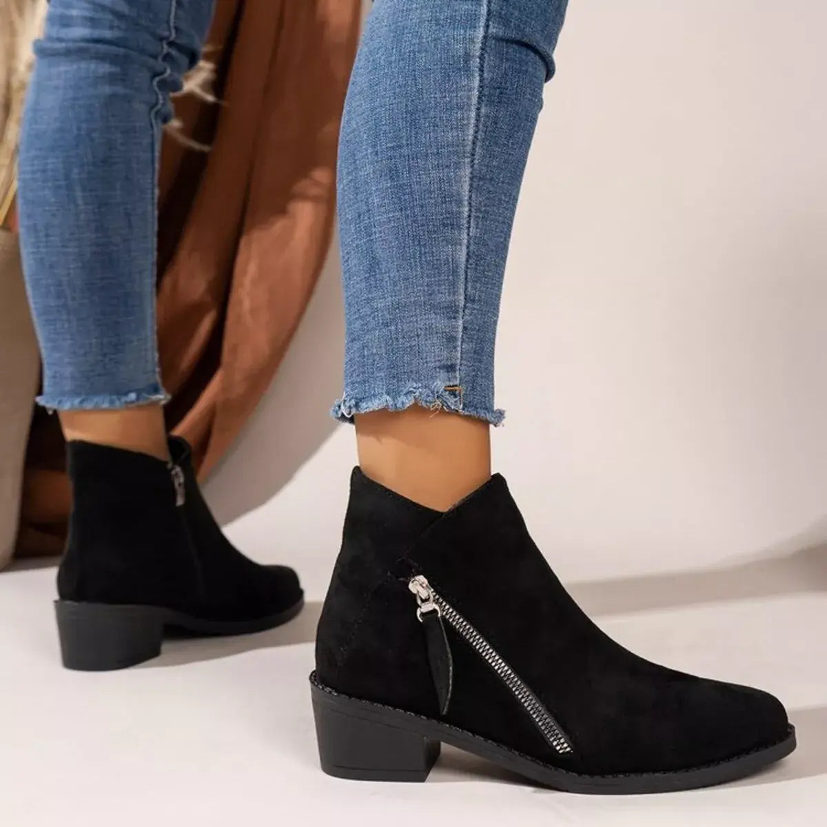 Point Toe Block Heels Boots - Trendsi - Flyclothing LLC