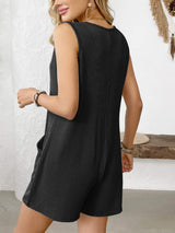 Pocketed Round Neck Sleeveless Romper - Trendsi - Flyclothing LLC