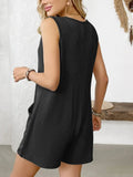 Pocketed Round Neck Sleeveless Romper - Trendsi