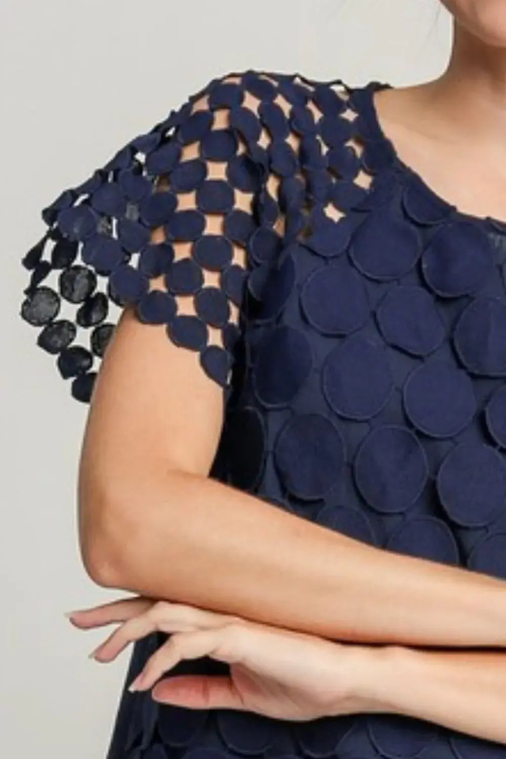 Umgee Full Size Mixed Polka Dot Lace Raglan Sleeve Boxy Cut Top Plus Size - Trendsi - Flyclothing LLC