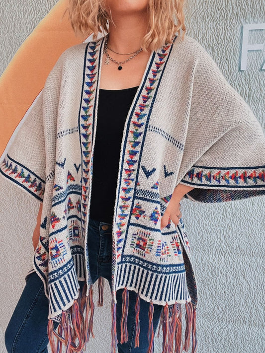 Fringe Open Front Cardigan - Trendsi