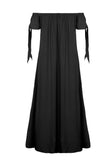 Slit Off Shoulder Short Sleeve Midi Dress - Trendsi