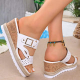 Open Toe Wedge Sandals - Trendsi - Flyclothing LLC