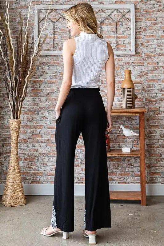 Heimish Full Size Solid Damask Casual Pants Plus Size - Trendsi - Flyclothing LLC