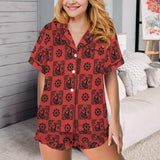 Baha Ranch Colores de Mexico Red Flamenco Mexican Tile Talavera Floral Satin Pajamas