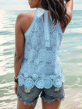Lace Tied Mock Neck Tank - Trendsi - Flyclothing LLC