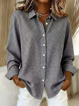 Full Size Plaid Button Up Long Sleeve Shirt Plus Size - Trendsi - Flyclothing LLC