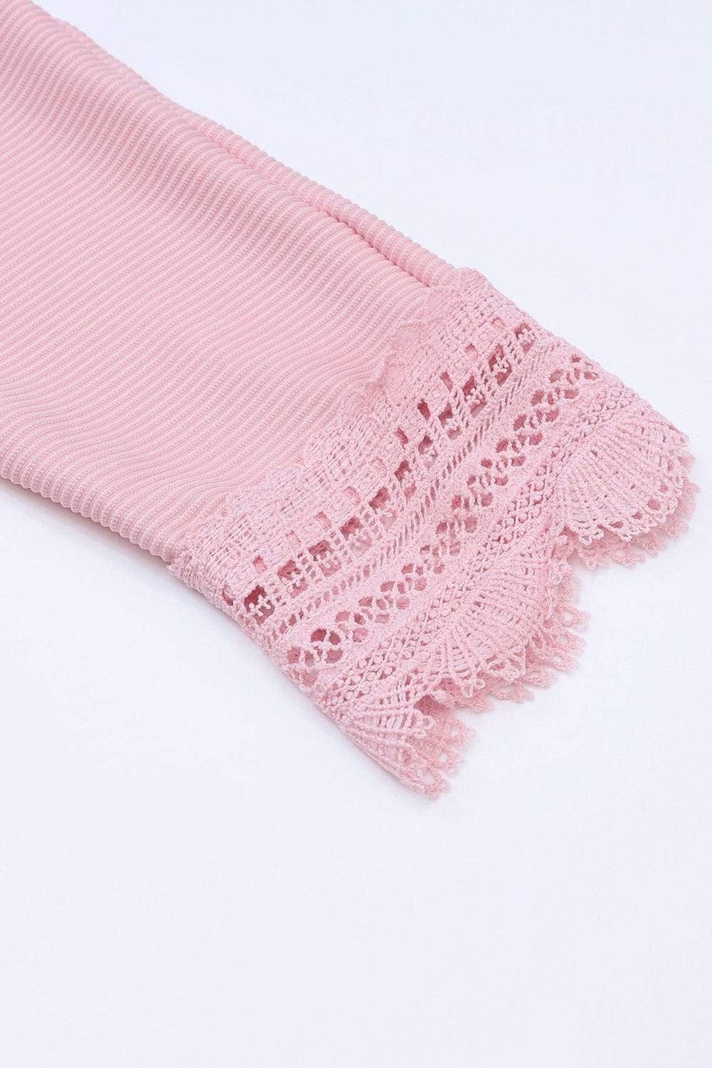 Lace Detail V-Neck Long Sleeve T-Shirt - Trendsi - Flyclothing LLC