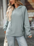 Textured Drawstring Long Sleeve Hoodie - Trendsi - Flyclothing LLC