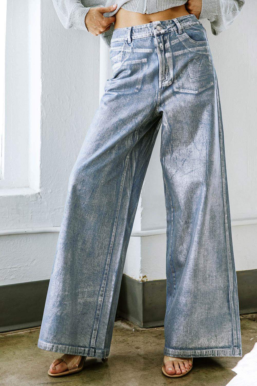 PEACE AND JOY DENIM PANTS - Flying Tomato - Flyclothing LLC