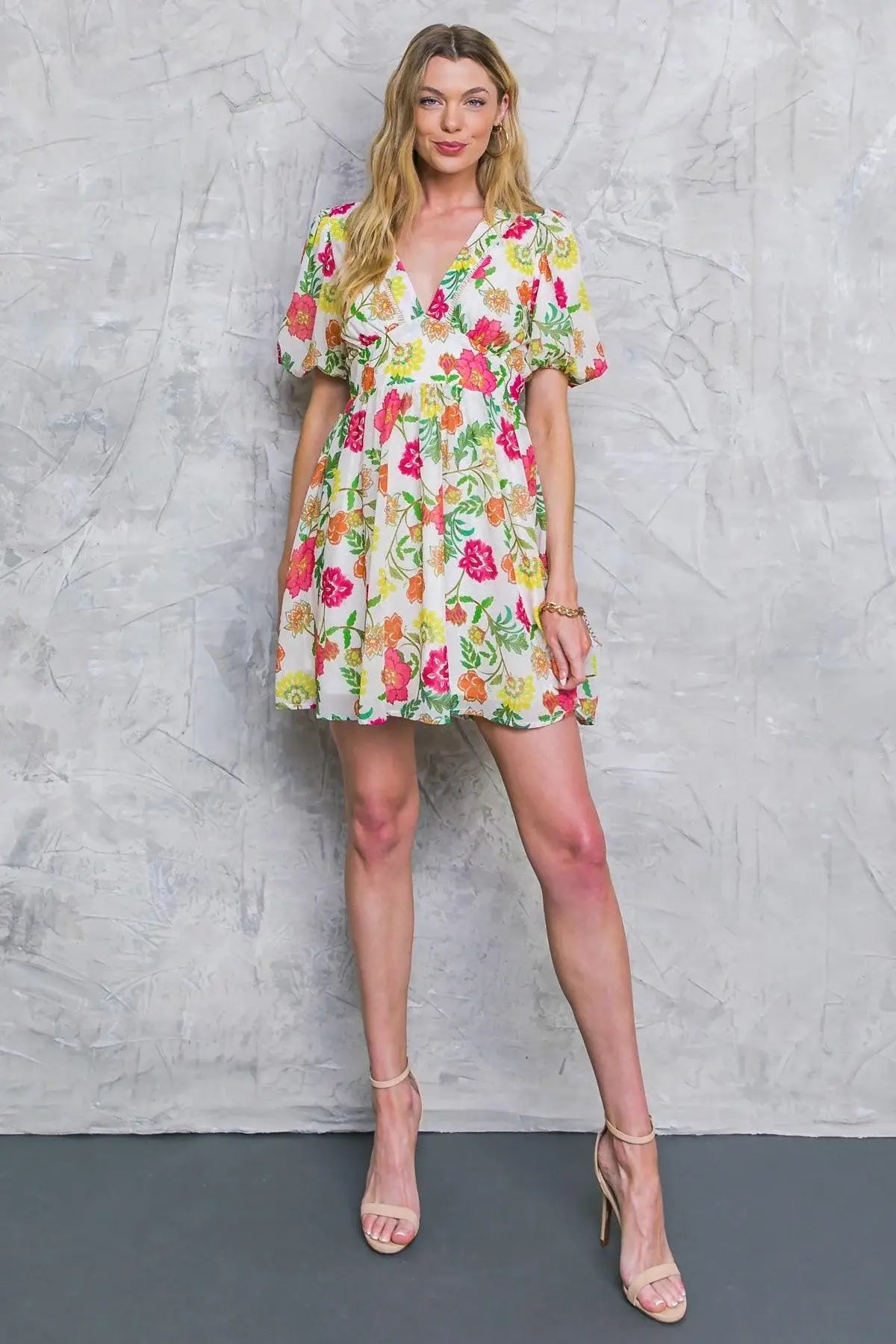 FREE ME TODAY FLORAL WOVEN MINI DRESS - Flying Tomato - Flyclothing LLC