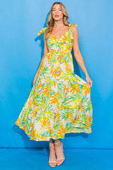 VACATION VIEWS FLORAL WOVEN MIDI DRESS - Flying Tomato - Flyclothing LLC