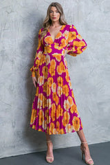LOOK AT HER FLORAL WOVEN MIDI DRESS - Flying Tomato - Flyclothing LLC