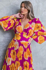 LOOK AT HER FLORAL WOVEN MIDI DRESS - Flying Tomato - Flyclothing LLC