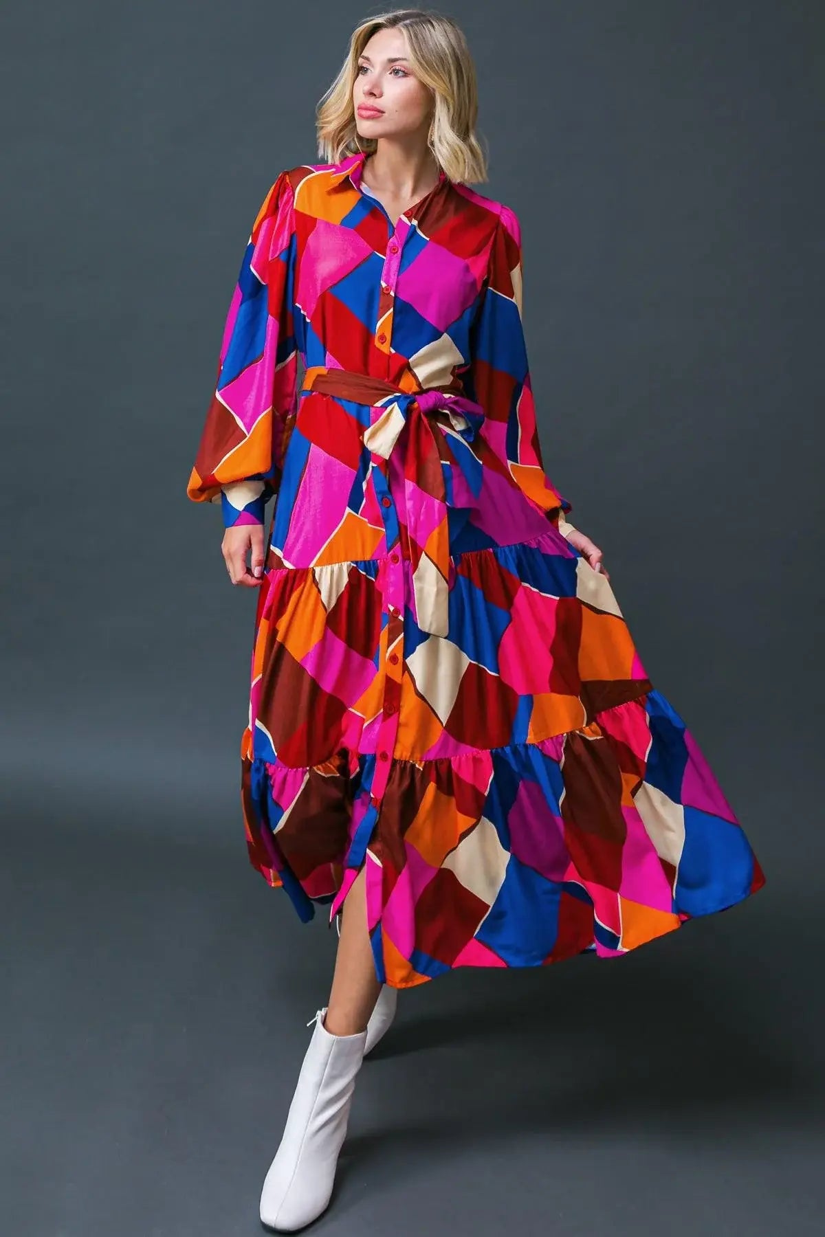 WISE WOMAN WOVEN MIDI DRESS - Flying Tomato - Flyclothing LLC