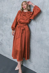 PROGRESS OVER PERFECTION SATIN MIDI DRESS - Flying Tomato - Flyclothing LLC