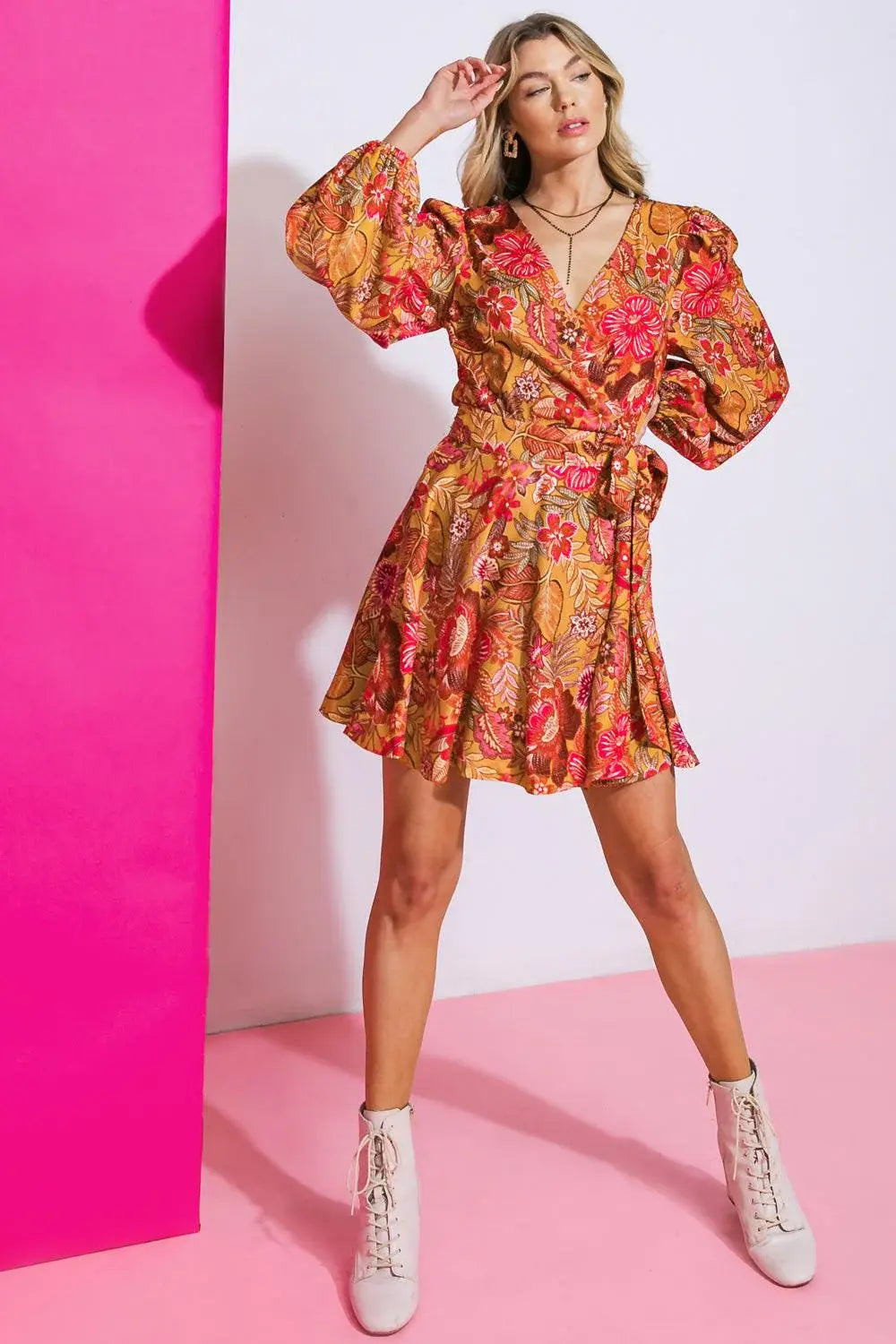AROUND THE TIME WOVEN MINI DRESS - Flying Tomato - Flyclothing LLC