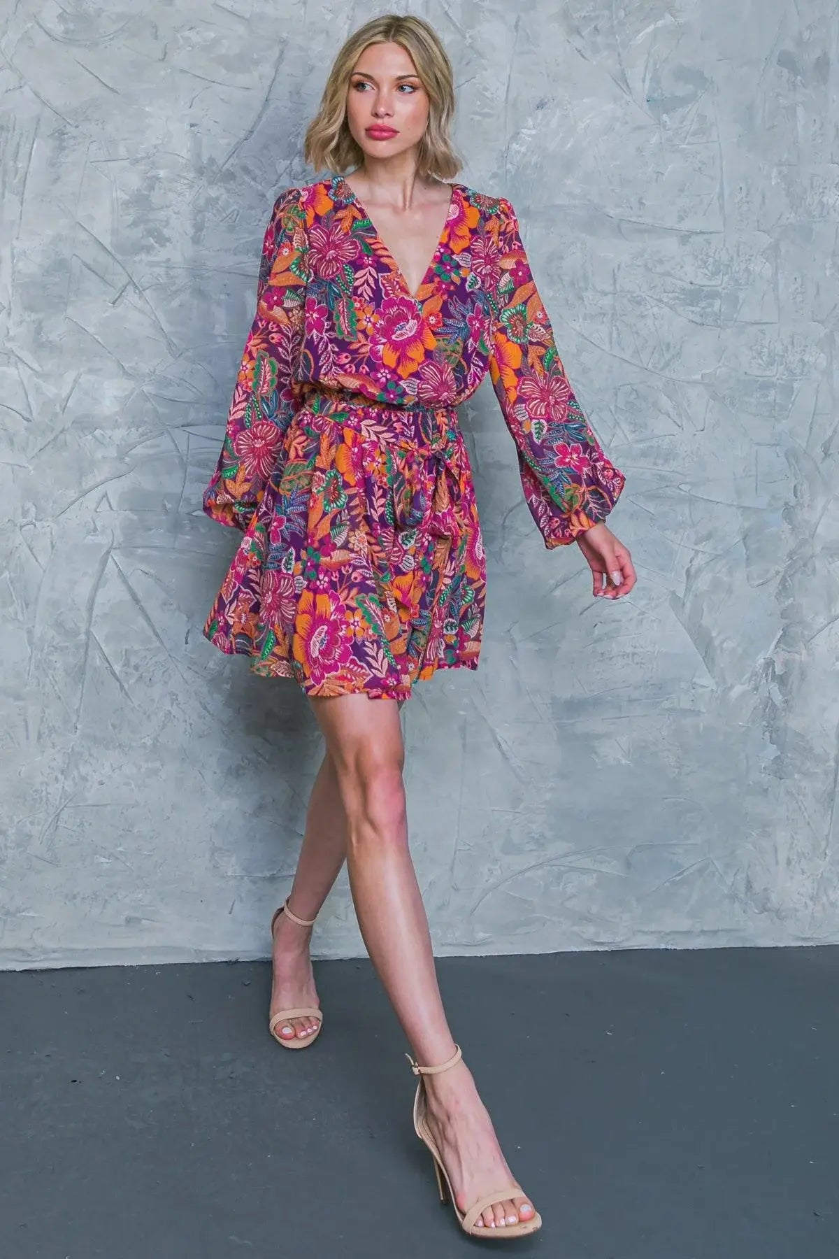 PICKING DAISIES PLUM WOVEN MINI DRESS - Flying Tomato - Flyclothing LLC