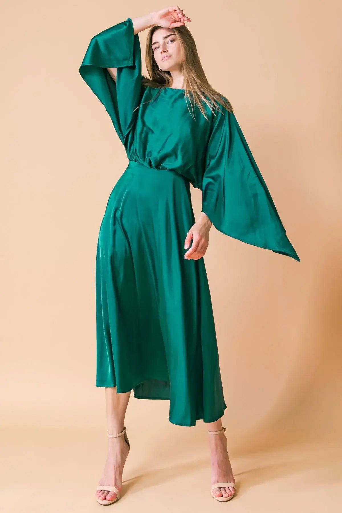 CAUGHT FEELINGS WOVEN MIDI DRESS - Flying Tomato - Flyclothing LLC