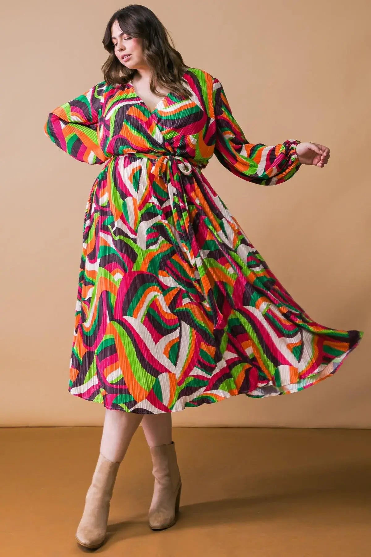 DESTINED TO IMPRESS PLISSE MIDI DRESS - Flying Tomato - Flyclothing LLC