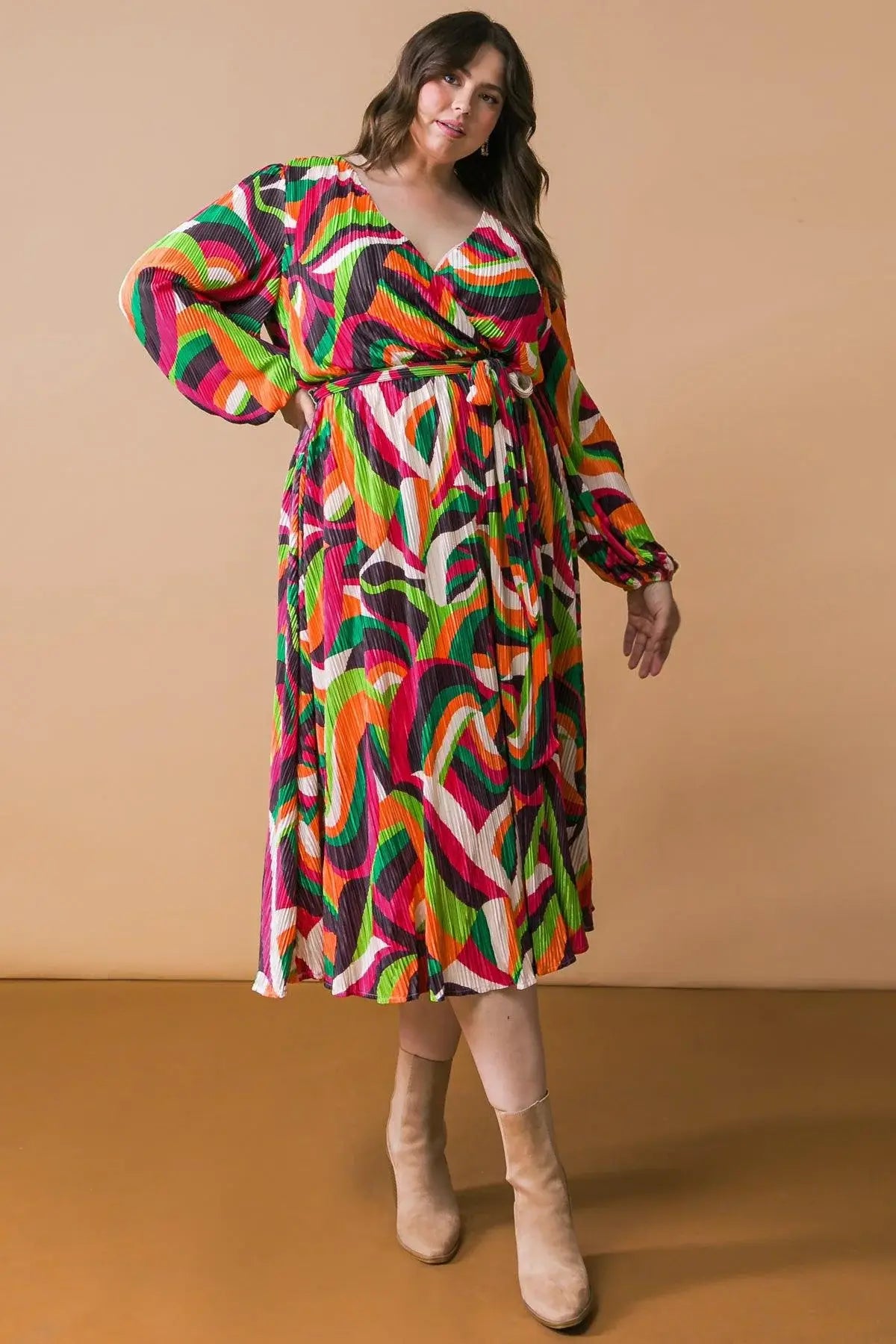DESTINED TO IMPRESS PLISSE MIDI DRESS - Flying Tomato - Flyclothing LLC