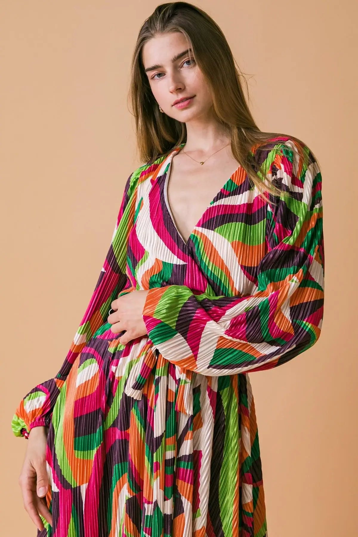 DESTINED TO IMPRESS PLISSE MIDI DRESS - Flying Tomato - Flyclothing LLC
