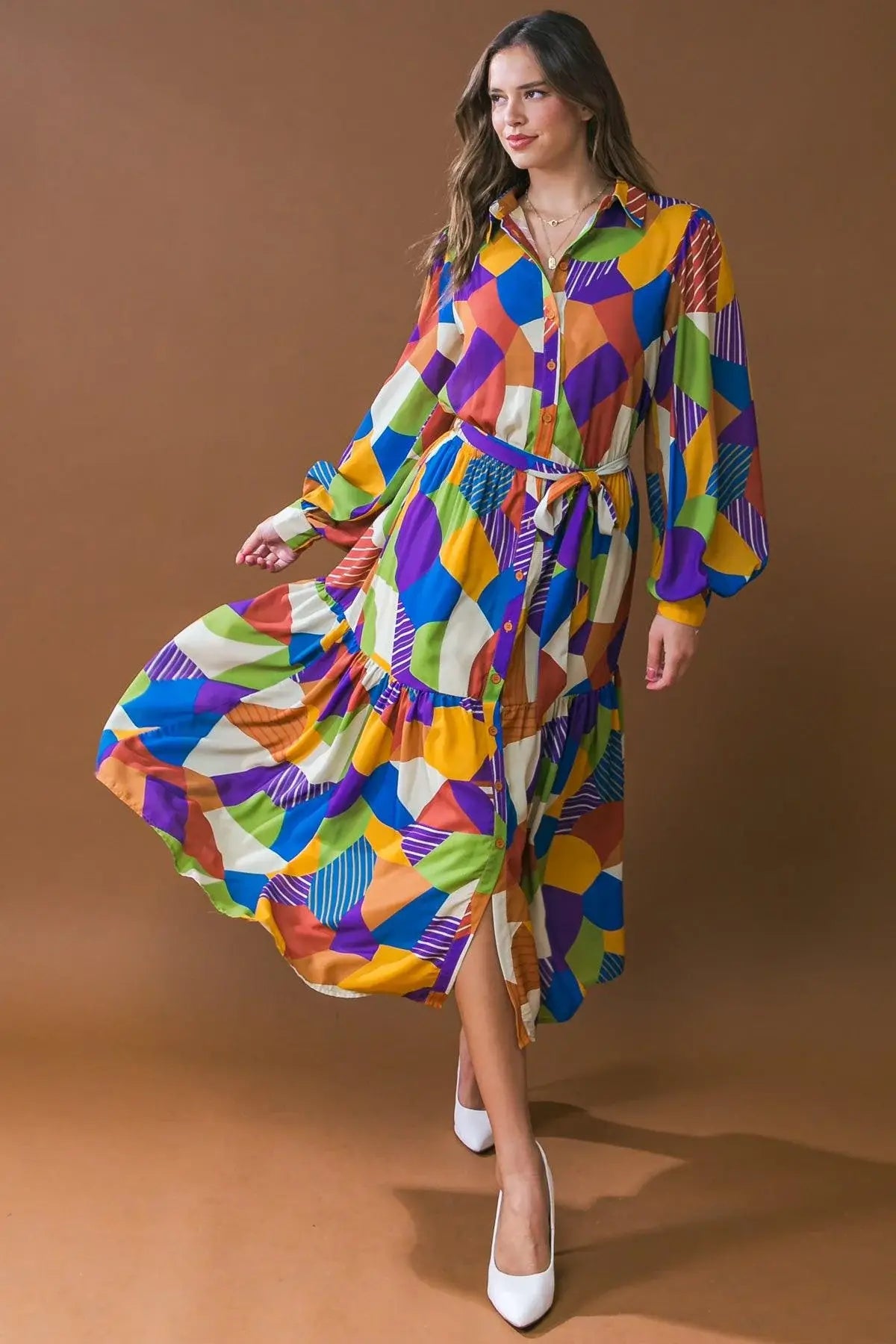REMARKABLE FLAIR WOVEN MIDI DRESS - Flying Tomato - Flyclothing LLC