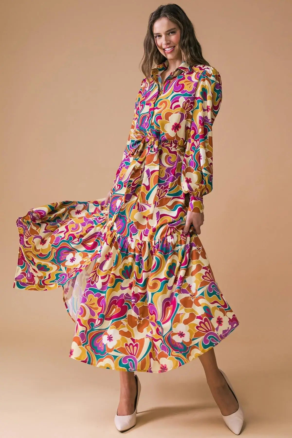 MY EYES ON YOU WOVEN MIDI DRESS - Flying Tomato - Flyclothing LLC
