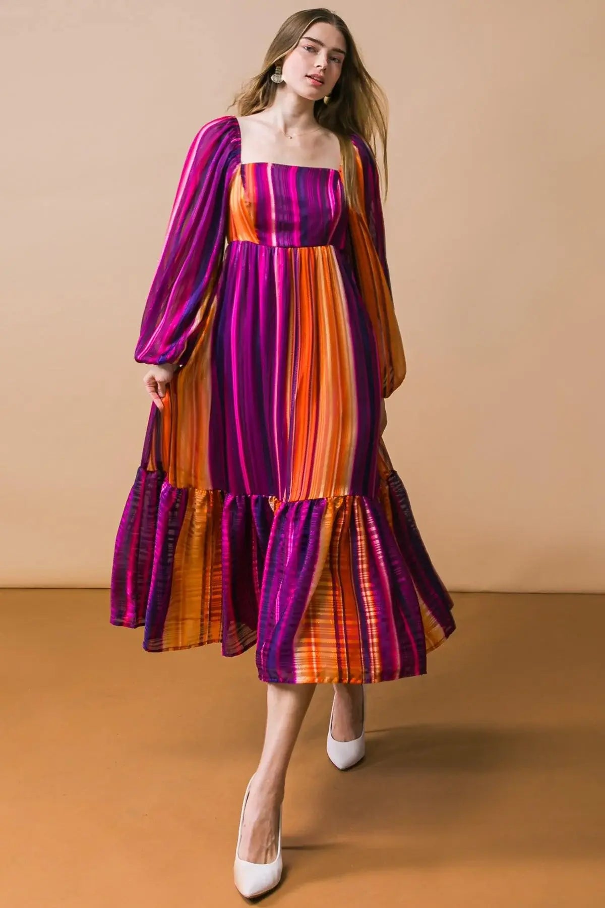 EVERYTHING YOU NEEDED WOVEN MIDI DRESS - Flying Tomato - Flyclothing LLC