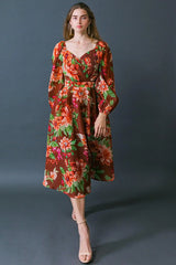 LET IT HAPPEN WOVEN ORGNZA MIDI DRESS - Flying Tomato - Flyclothing LLC