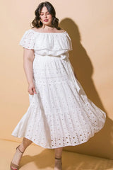 CATCHING MY BREATH EYELET MIDI DRESS - Flying Tomato - Flyclothing LLC