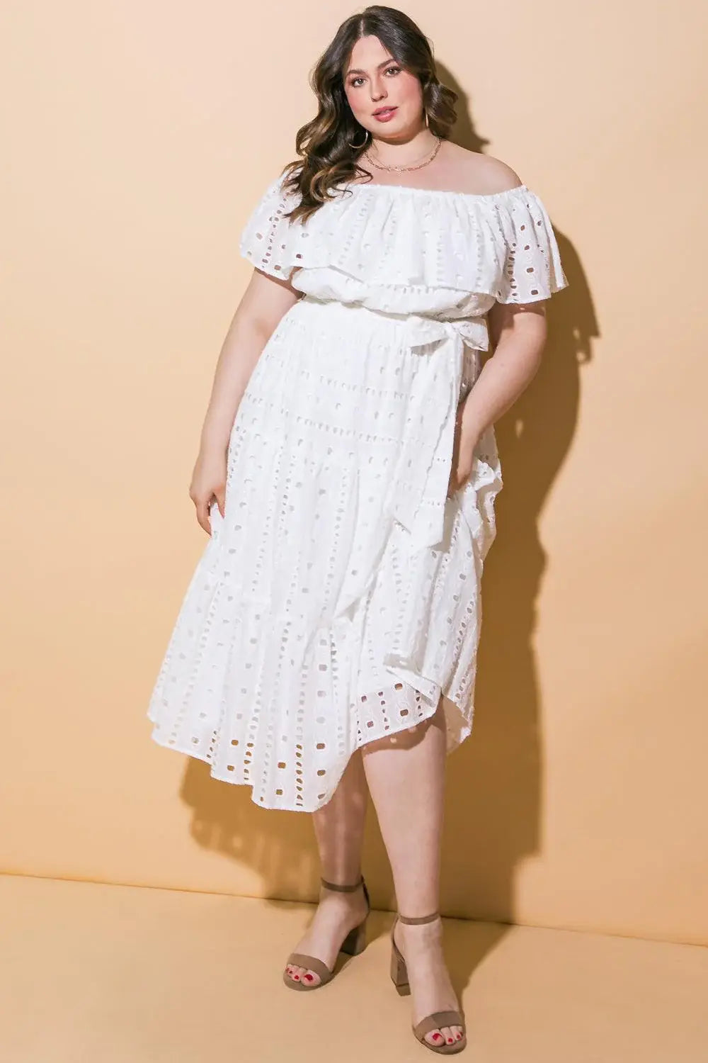 CATCHING MY BREATH EYELET MIDI DRESS - Flying Tomato - Flyclothing LLC