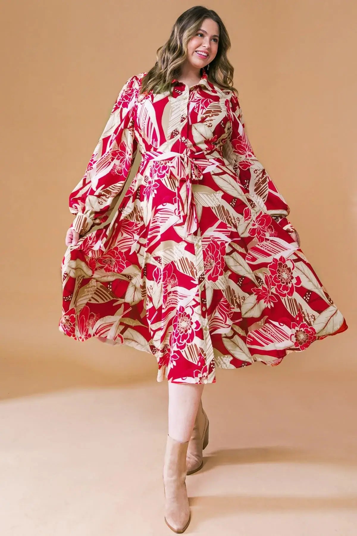 HEART OF WOVEN MIDI DRESS - Flying Tomato - Flyclothing LLC