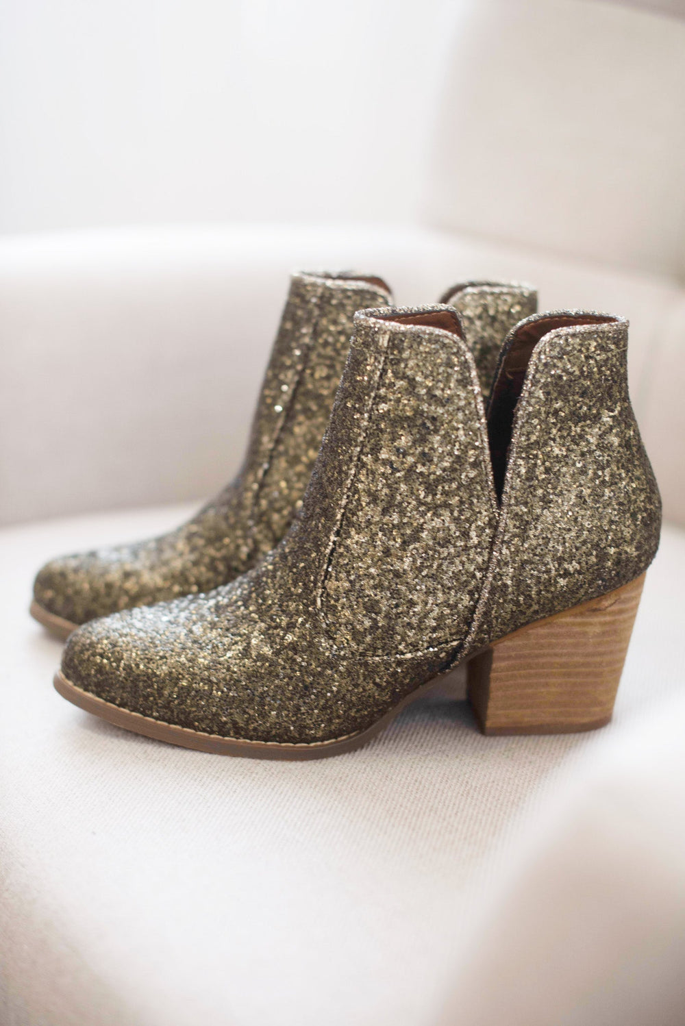 Fiera Glitter Booties in Bronze - Naughty Monkey