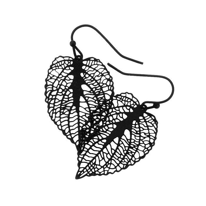 Filigree Brass Metal Leaf Dangle Earrings - Madeline Love - Flyclothing LLC