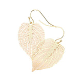 Filigree Brass Metal Leaf Dangle Earrings - Madeline Love - Flyclothing LLC