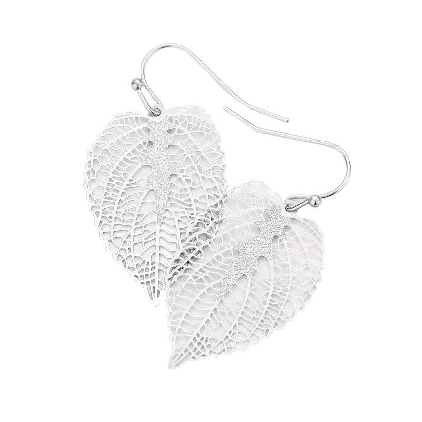 Filigree Brass Metal Leaf Dangle Earrings - Madeline Love - Flyclothing LLC