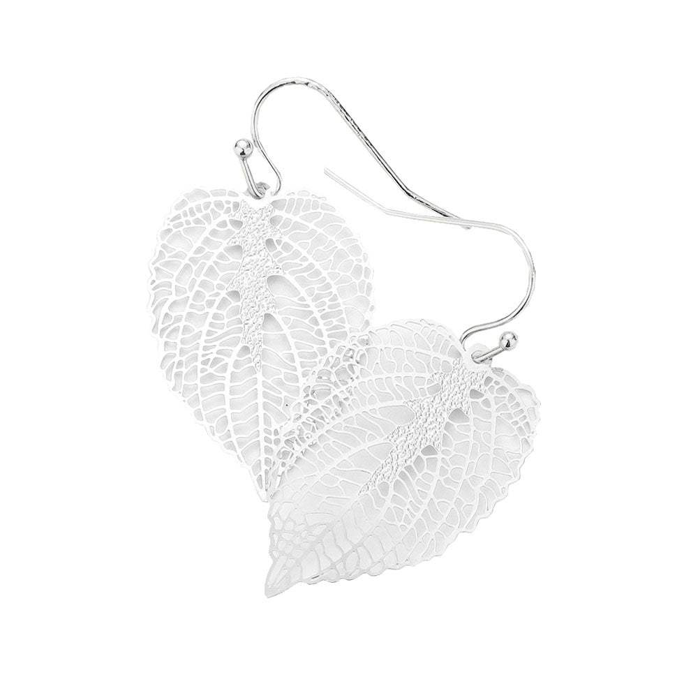 Filigree Brass Metal Leaf Dangle Earrings - Madeline Love - Flyclothing LLC