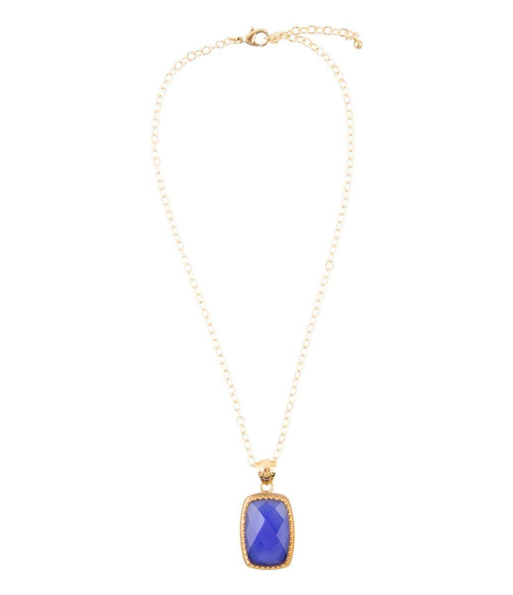 Filigreed Blue Agate Golden Pendant Necklaces - Barse Jewelry - Flyclothing LLC