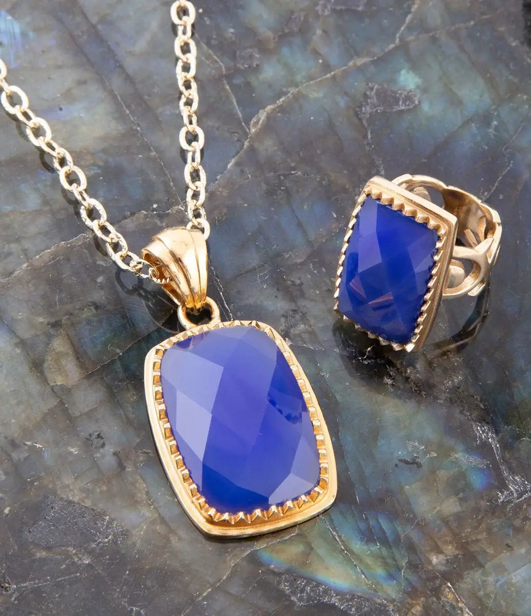 Filigreed Blue Agate Golden Statement Ring - Barse Jewelry - Flyclothing LLC