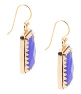 Filigreed Blue Agate Rectangular Shape Golden Drop Earrings - Barse Jewelry - Flyclothing LLC