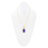 Filigreed Blue Agate Golden Pendant Necklaces - Barse Jewelry - Flyclothing LLC